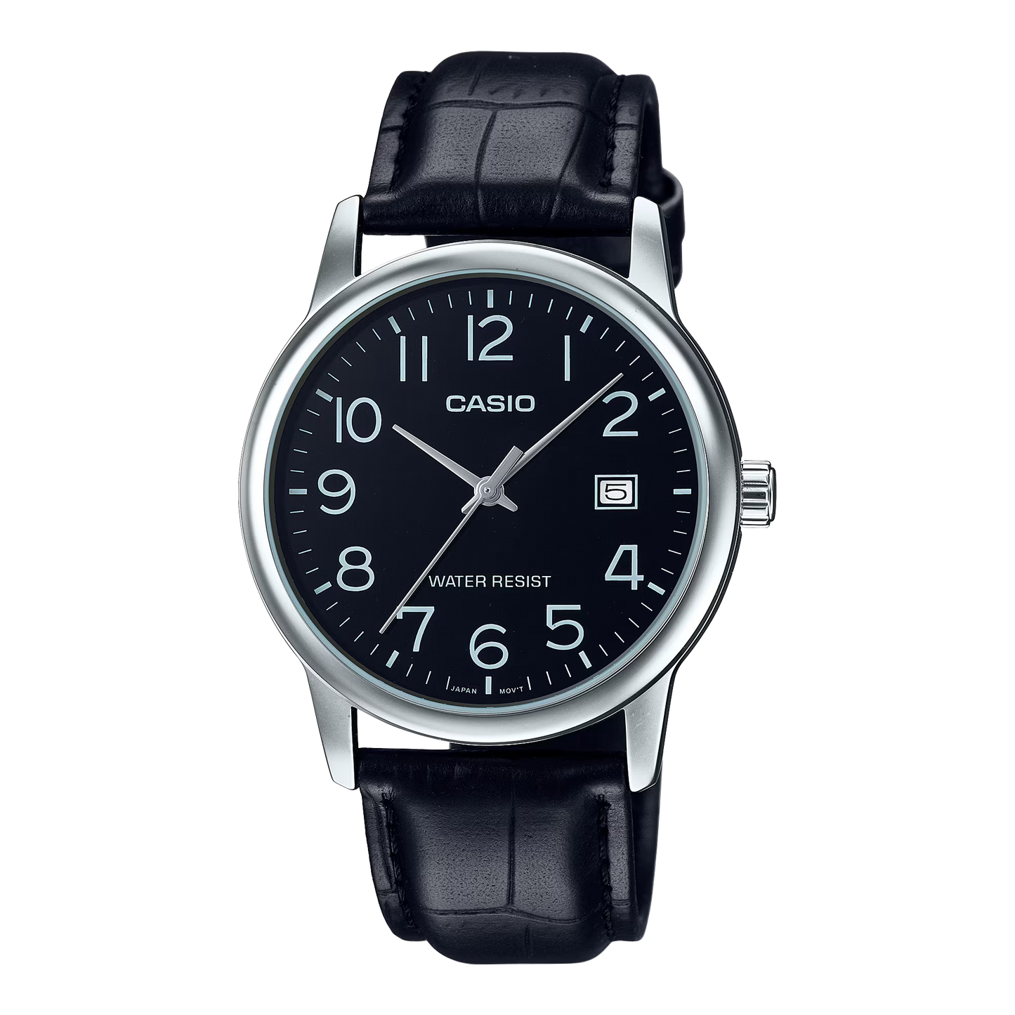 Casio Black Leather Men's Analog Date Watch MTP-V002L-1BUDF