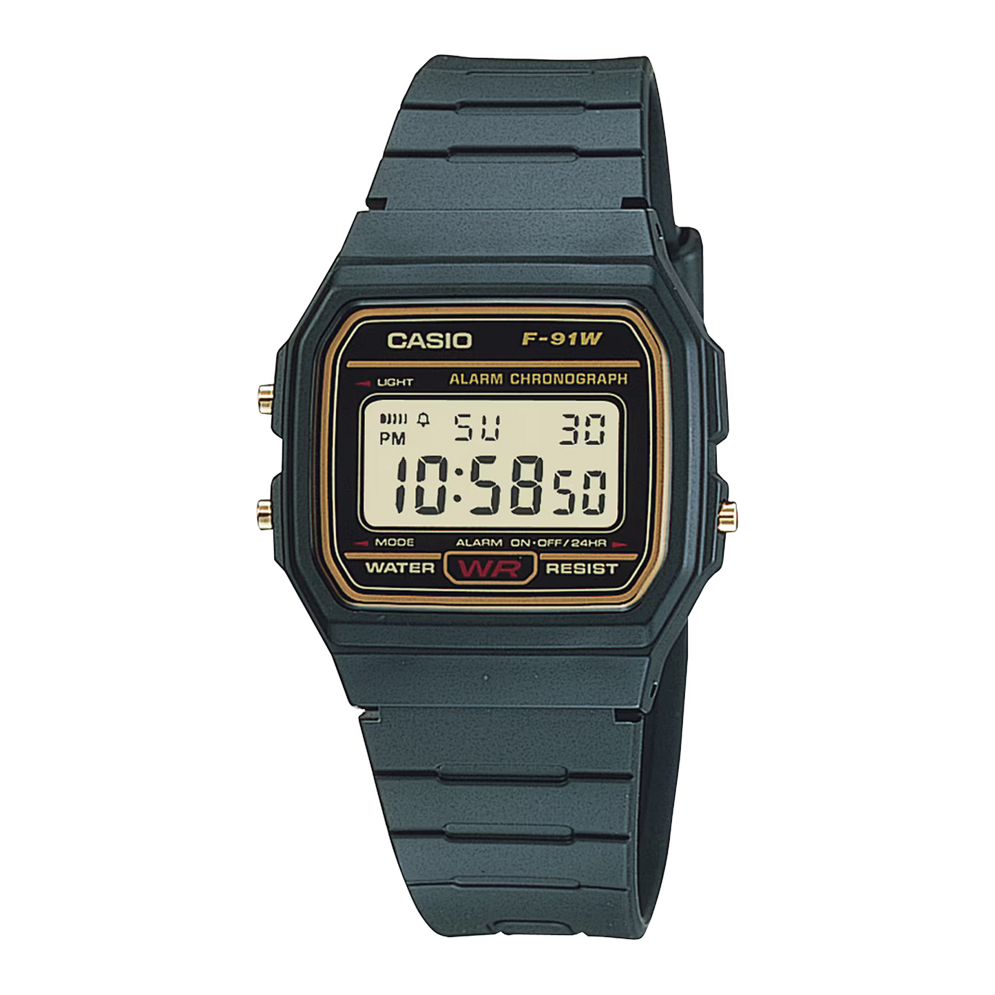Casio Digital Watch With Resin Strap, Black F-91WG-9QHDF