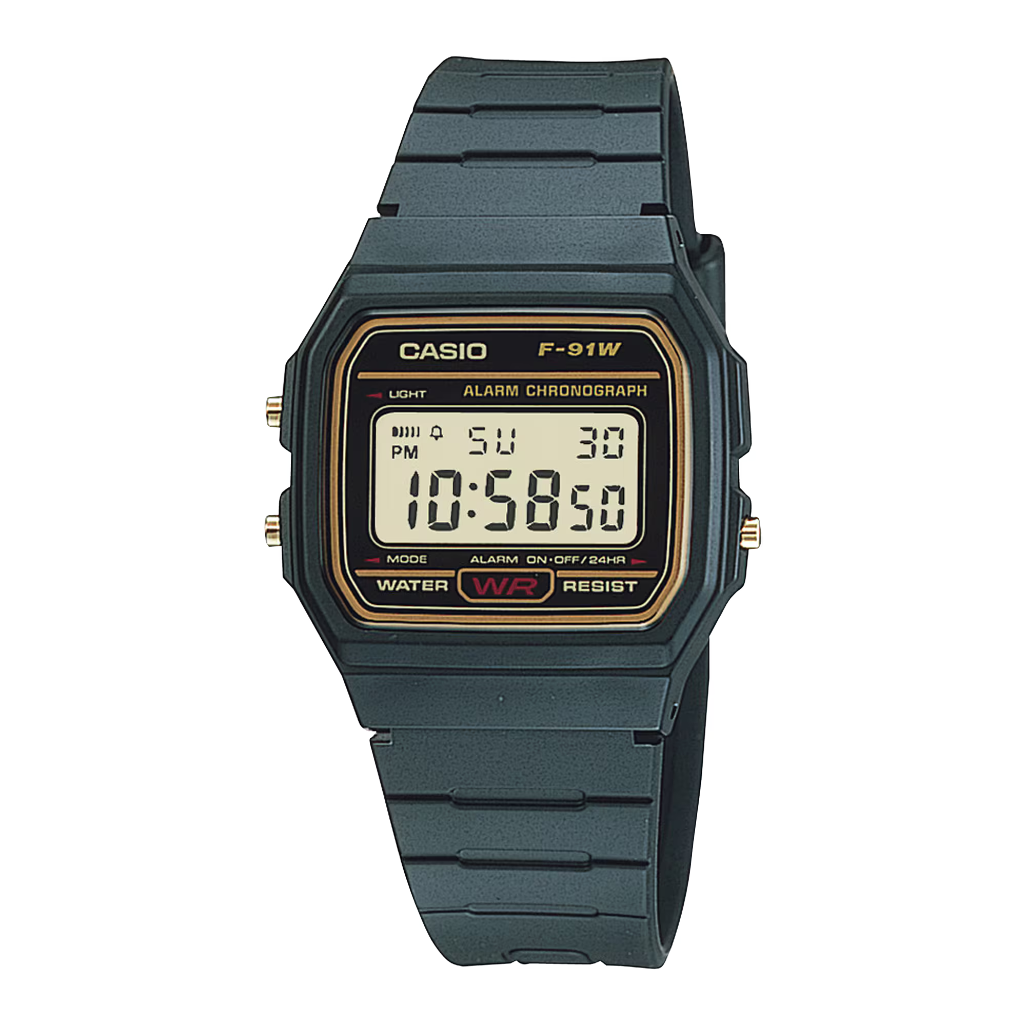Casio Digital Watch With Resin Strap, Black F-91WG-9QHDF