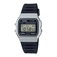 Casio Unisex Watch - Silver Dial, Black Band F-91WM-7ADF