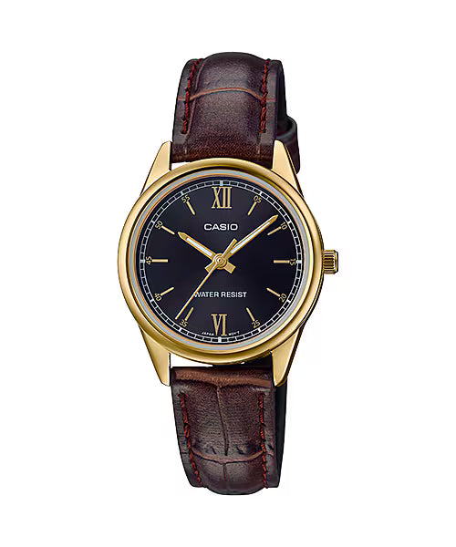 Casio Women's Black Dial Leather Strap Analog Watch LTP-V005GL-1B2UDF