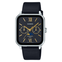 Casio Multi-Hand Moon Phase Analog Black Dial Leather Strap Men's Watch MTP-M305L-1A2VDF