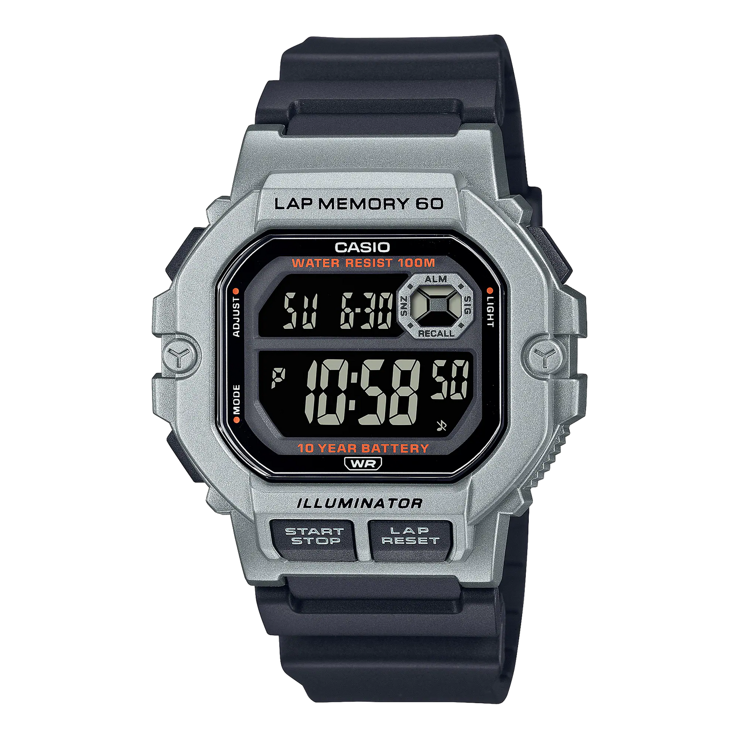 Casio Digital Watch Silver Strap WS-1400H-1BVDF